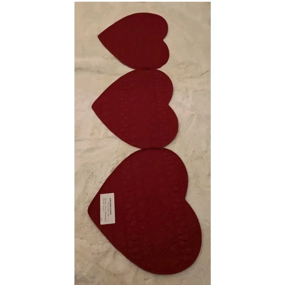 2pc Valentine Quilted Heart Table Runner Set Red Ridgefield Home 17x50 Rare...